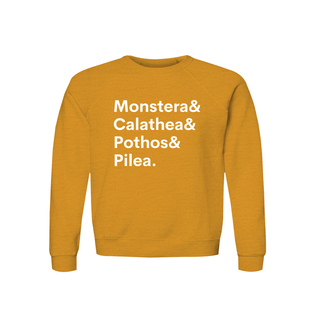 Monstera, Calathea, Pothos & Pilea Plant Lover Sweatshirt – Organic Cotton Raglan