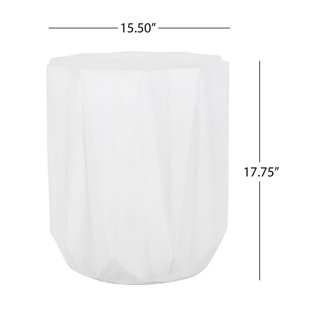 Star-Top Outdoor Lightweight Concrete Side Table – Antique White, view 3