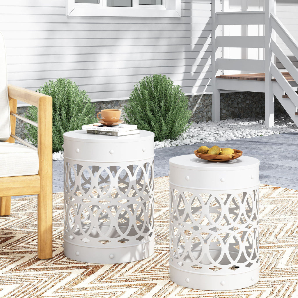 Outdoor Metal Side Table Set of 2, view 14