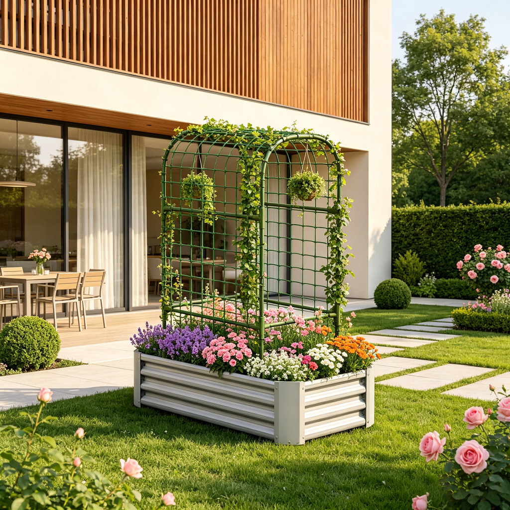 2-in-1 Raised Garden Bed with Trellis, view 3