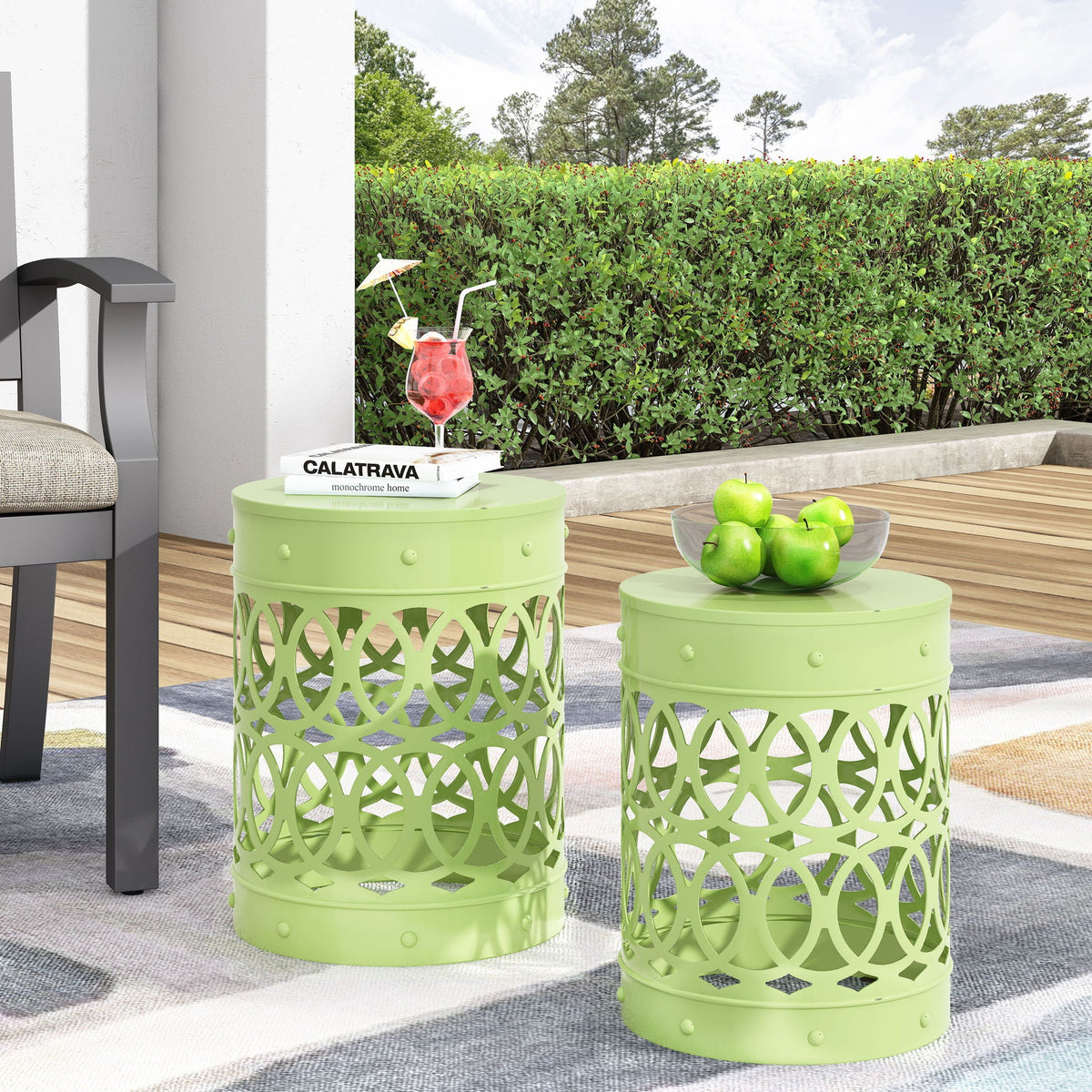 Outdoor Metal Side Table Set of 2, view 15