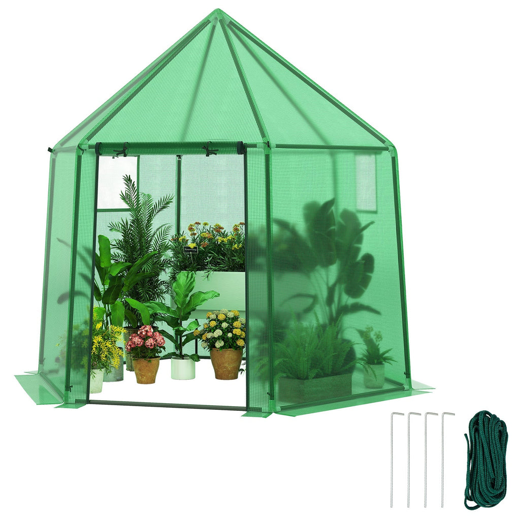 6.5 x 5.6 x 6.2 FT Mini Walk-in Greenhouse Portable Outdoor Warm House for Winter with PE Cover-Green, view 3