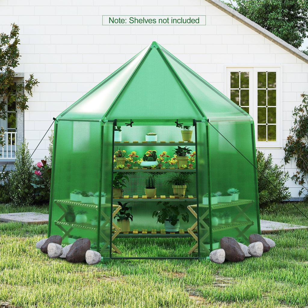 6.5 x 5.6 x 6.2 FT Mini Walk-in Greenhouse Portable Outdoor Warm House for Winter with PE Cover-Green, view 5