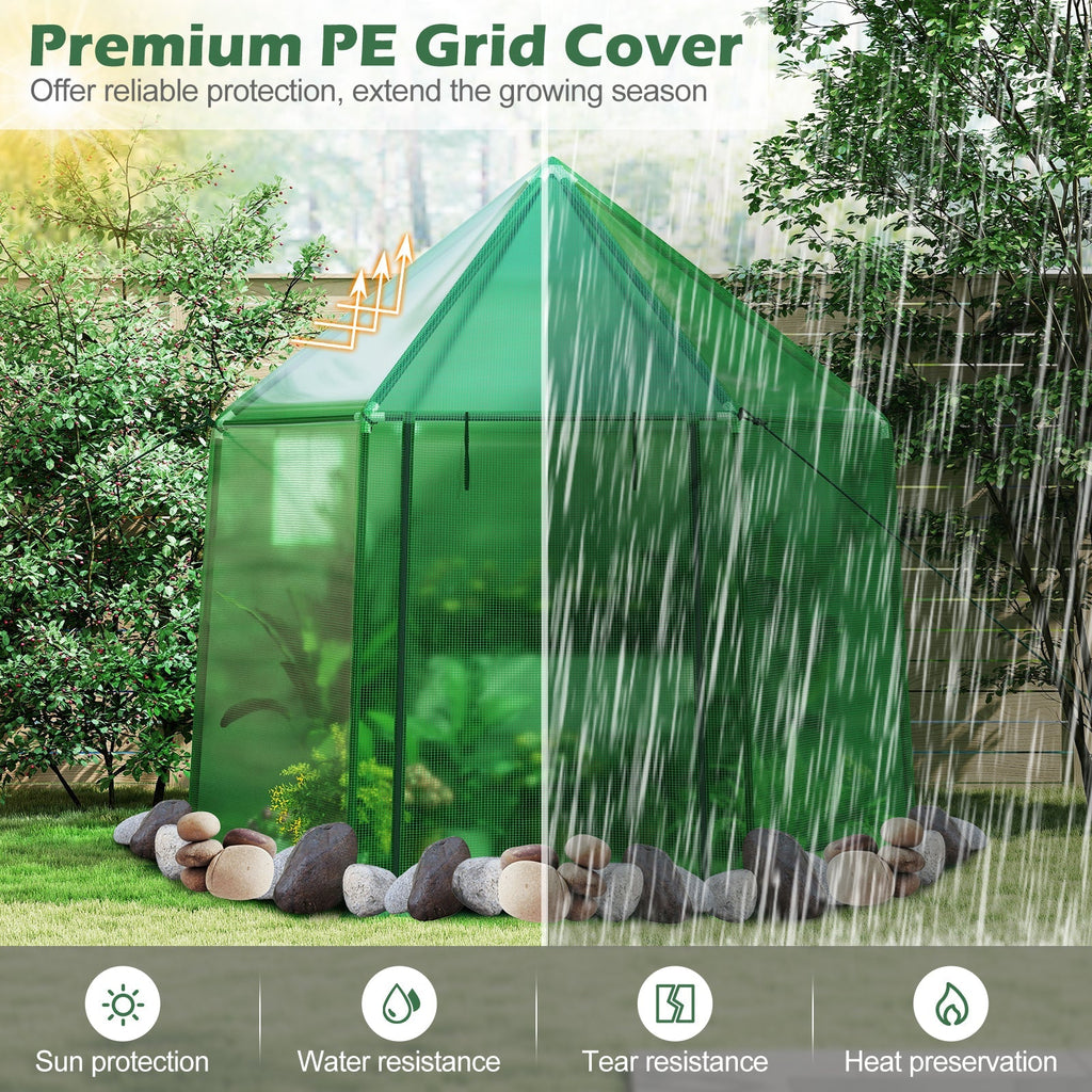 6.5 x 5.6 x 6.2 FT Mini Walk-in Greenhouse Portable Outdoor Warm House for Winter with PE Cover-Green, view 6