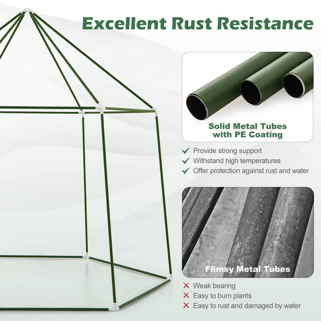 6.5 x 5.6 x 6.2 FT Mini Walk-in Greenhouse Portable Outdoor Warm House for Winter with PE Cover-Green, view 8