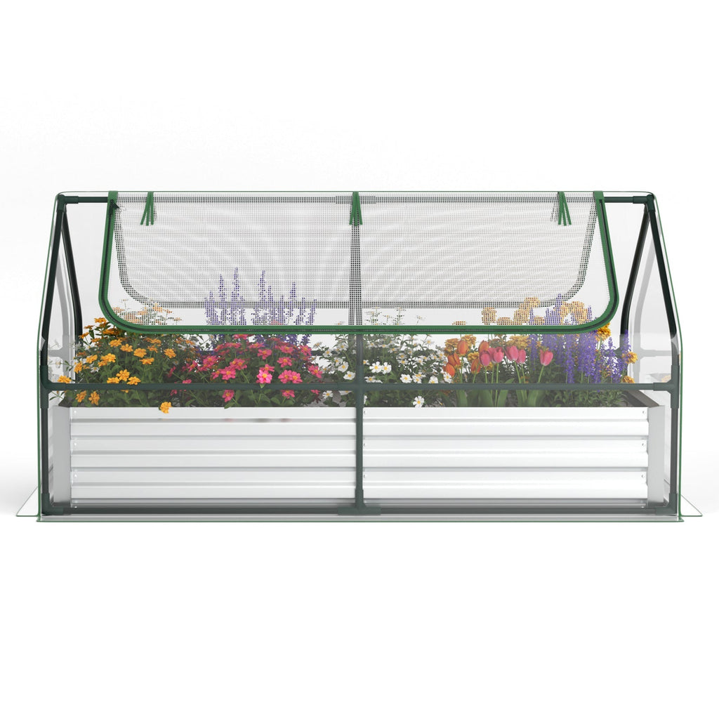 6 x 3 x 3 Feet Galvanized Raised Garden Bed with Greenhouse, view 12