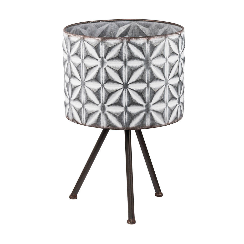 Metal Planter Stand, Round Galvanized Farmhouse Planter (Set of 2) - Gray, view 3