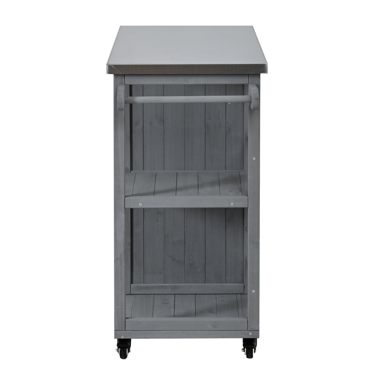 Outdoor Kitchen Island Fir Wood Prep Station with Stainless Steel Top, view 13