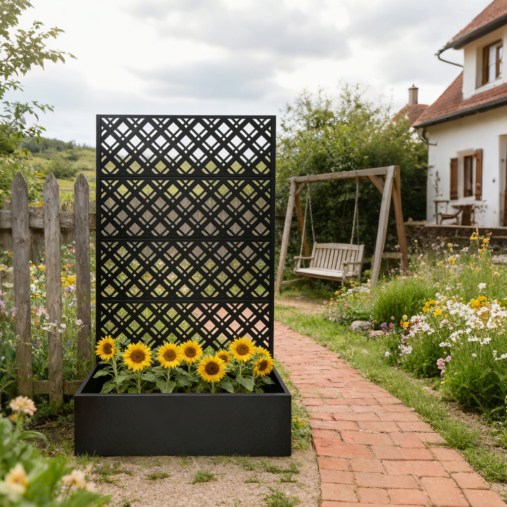 Metal Planter Raised Garden Bed with Trellis, view 3