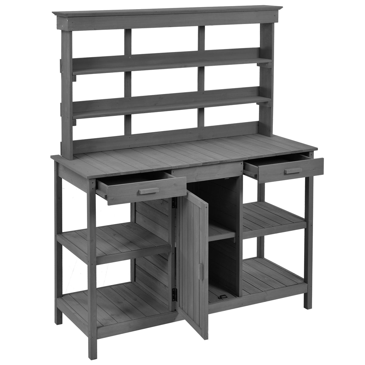Topmax 66'' Large Outdoor Farmhouse Wooden Potting Bench Table, view 10