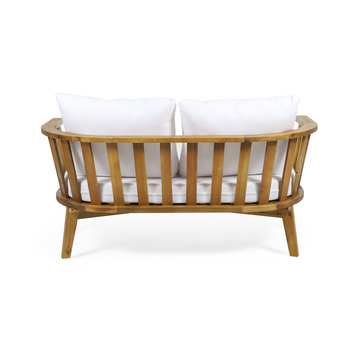 2-Person Outdoor Acacia Wood Patio Seating Group with Cushions and Coffee Table, view 9