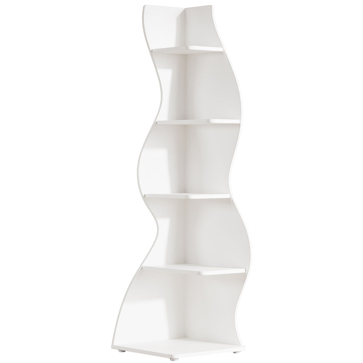 5-tier wavy corner bookshelf and plant stand, view 3