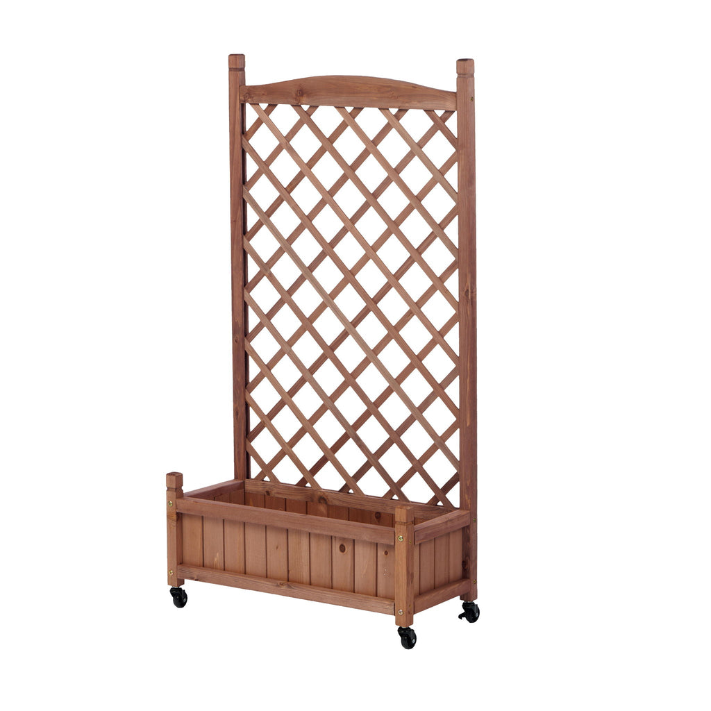 Raised Garden Bed With Trellis 2 Pack, Outdoor Planter Box & Plant Stand With Climbing Racks - Brown, view 5