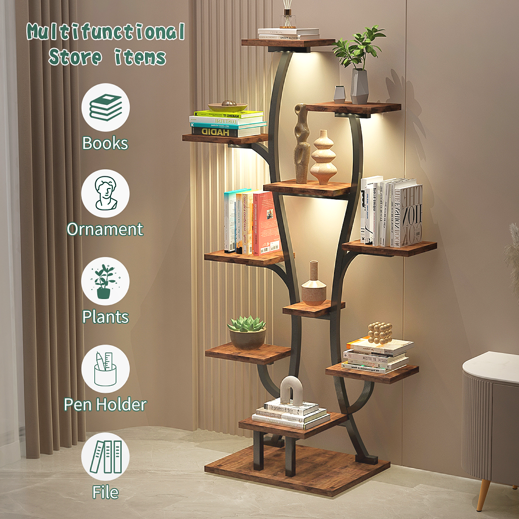 Vase-shaped plant stand with grow lights, view 3