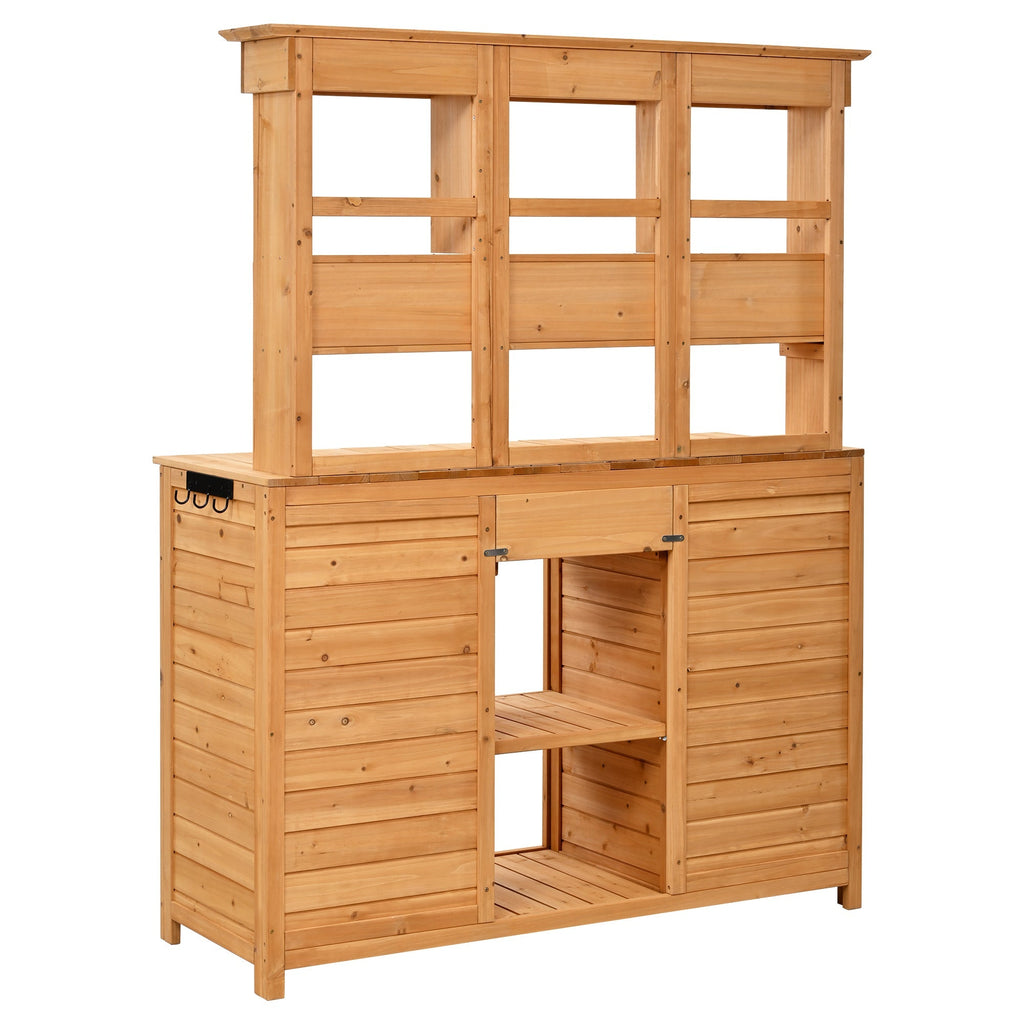 TOPMAX Garden Potting Bench Workstation with Hutch & Storage, view 10