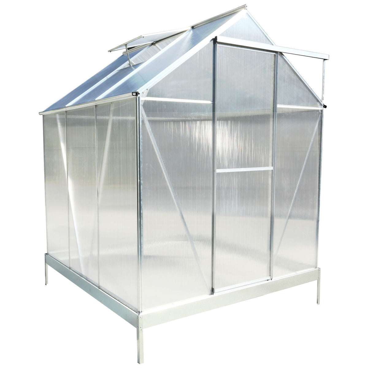 Polycarbonate house, Heavy Duty Outdoor Aluminum Walk-In House Kit With Rain Gutter, Vent And Door For, view 3