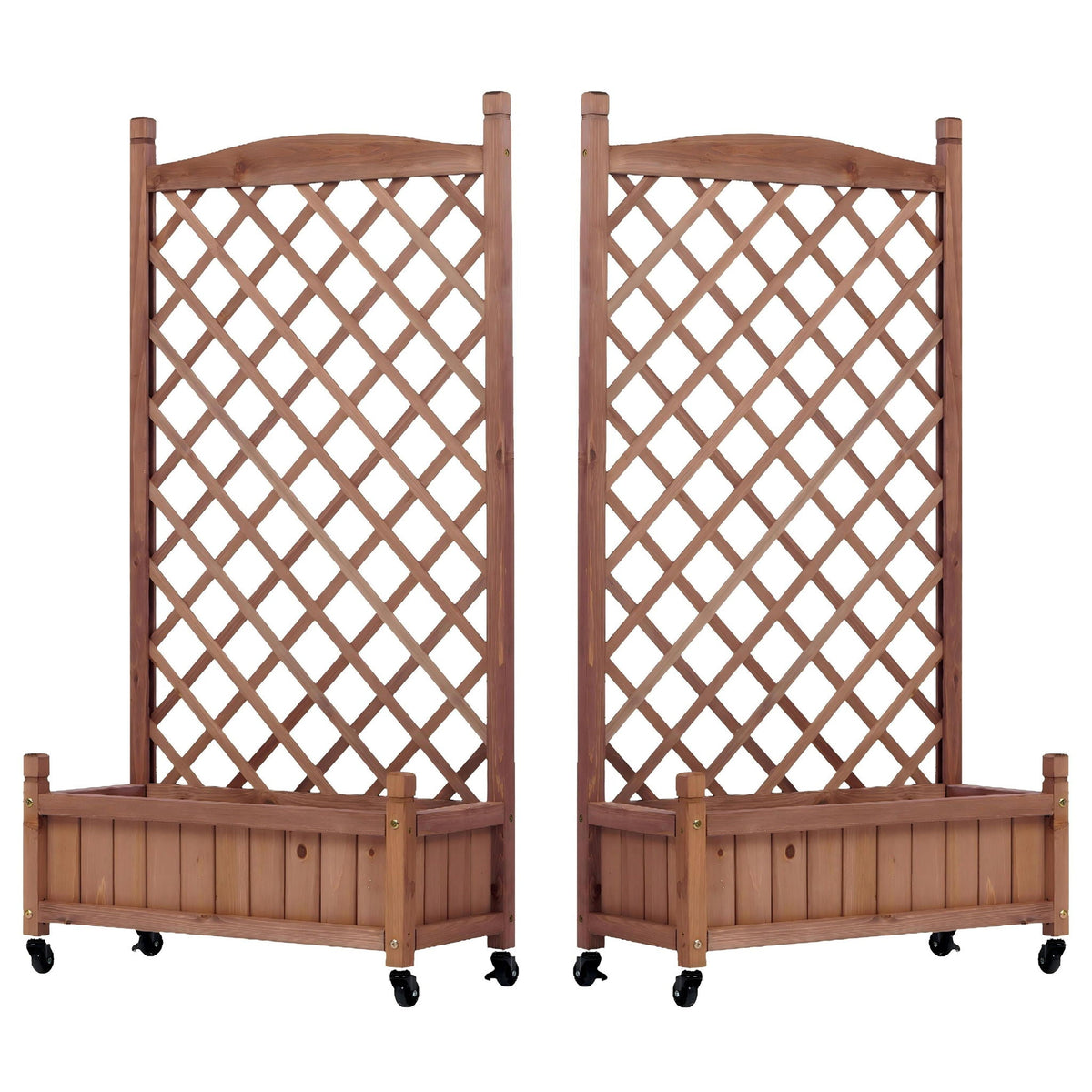 Raised Garden Bed With Trellis 2 Pack, Outdoor Planter Box & Plant Stand With Climbing Racks - Brown, view 6
