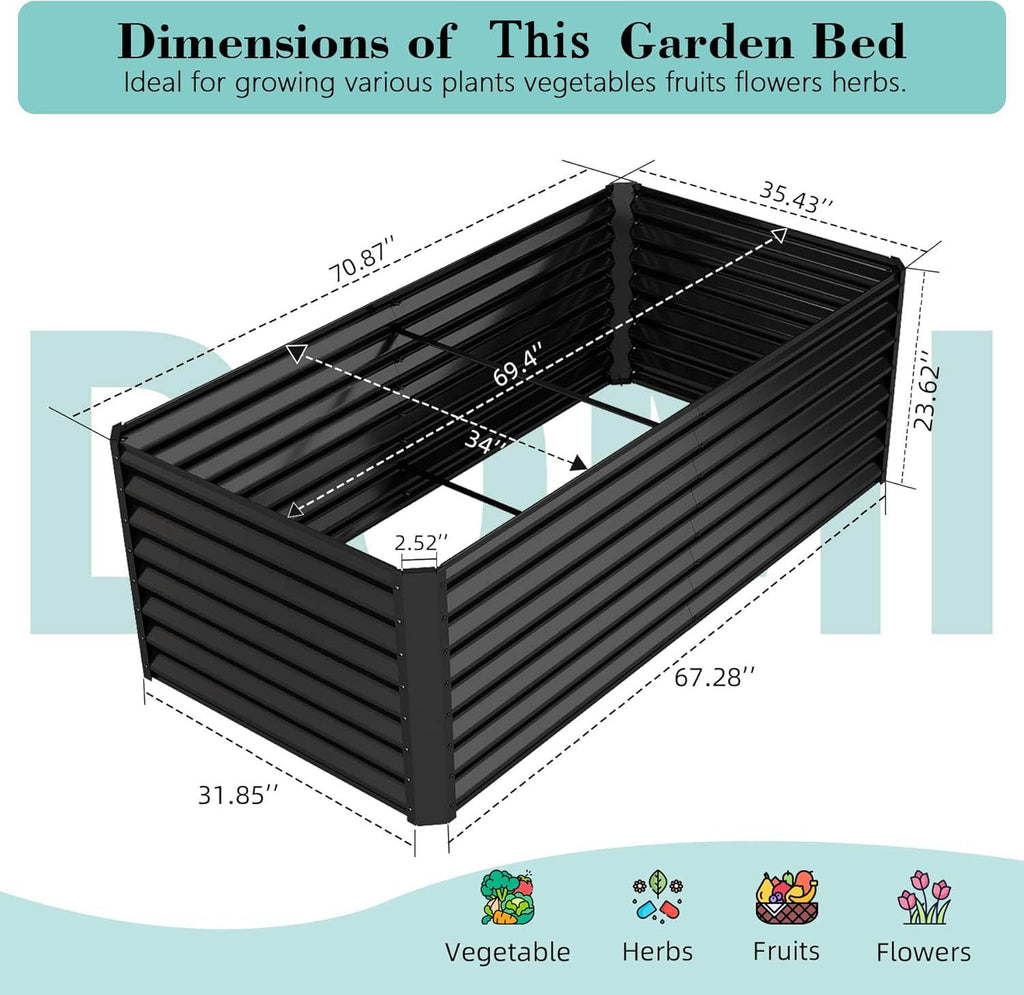 6x3x2ft Galvanized Raised Garden Bed – Silver or Dark Gray, view 10