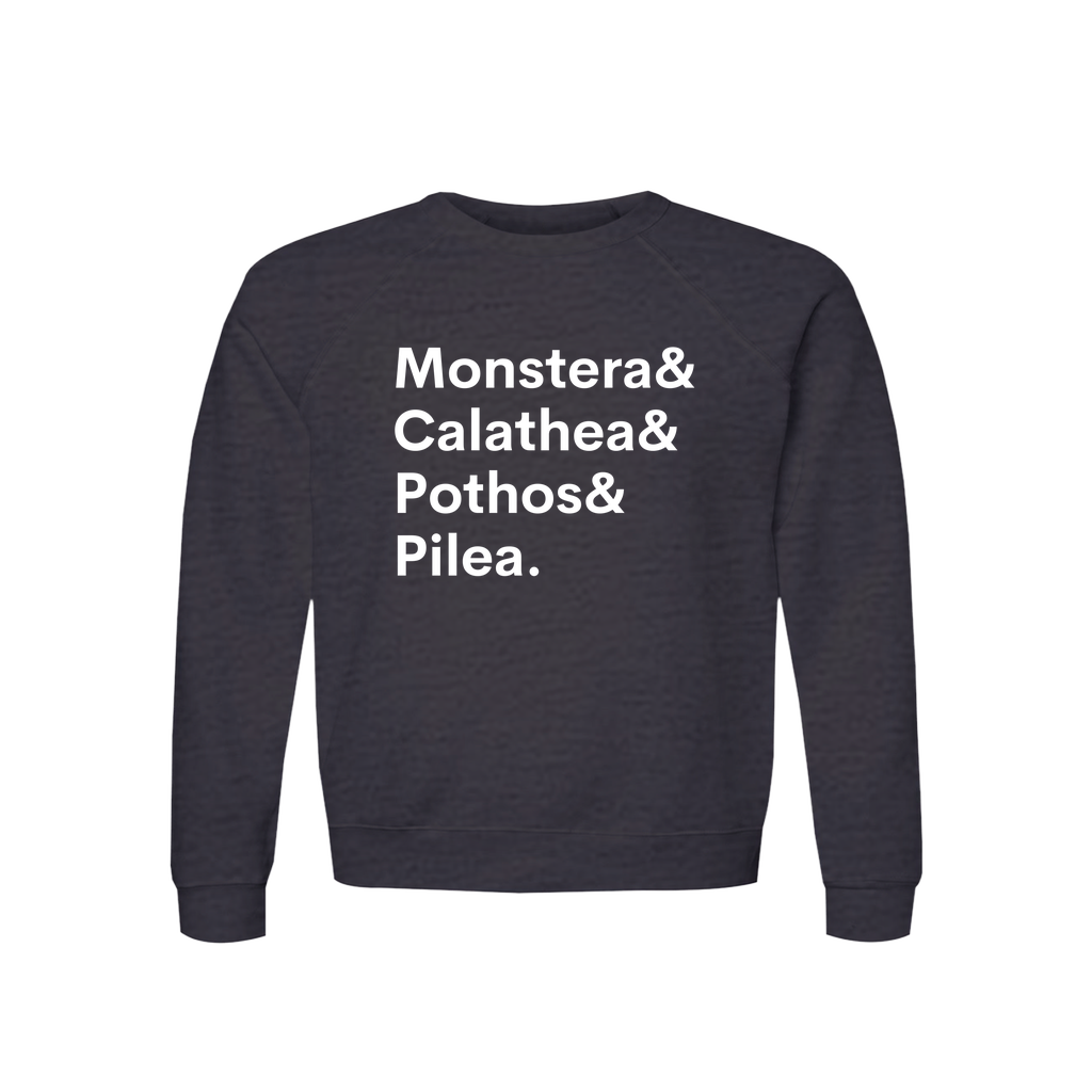 Monstera, Calathea, Pothos & Pilea Plant Lover Sweatshirt – Organic Cotton Raglan, view 5