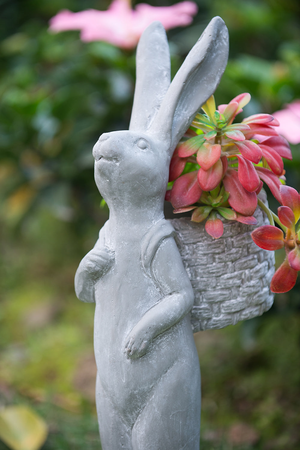 8.5x5.5x19.5" Tall Cement Rabbit Planter, view 3