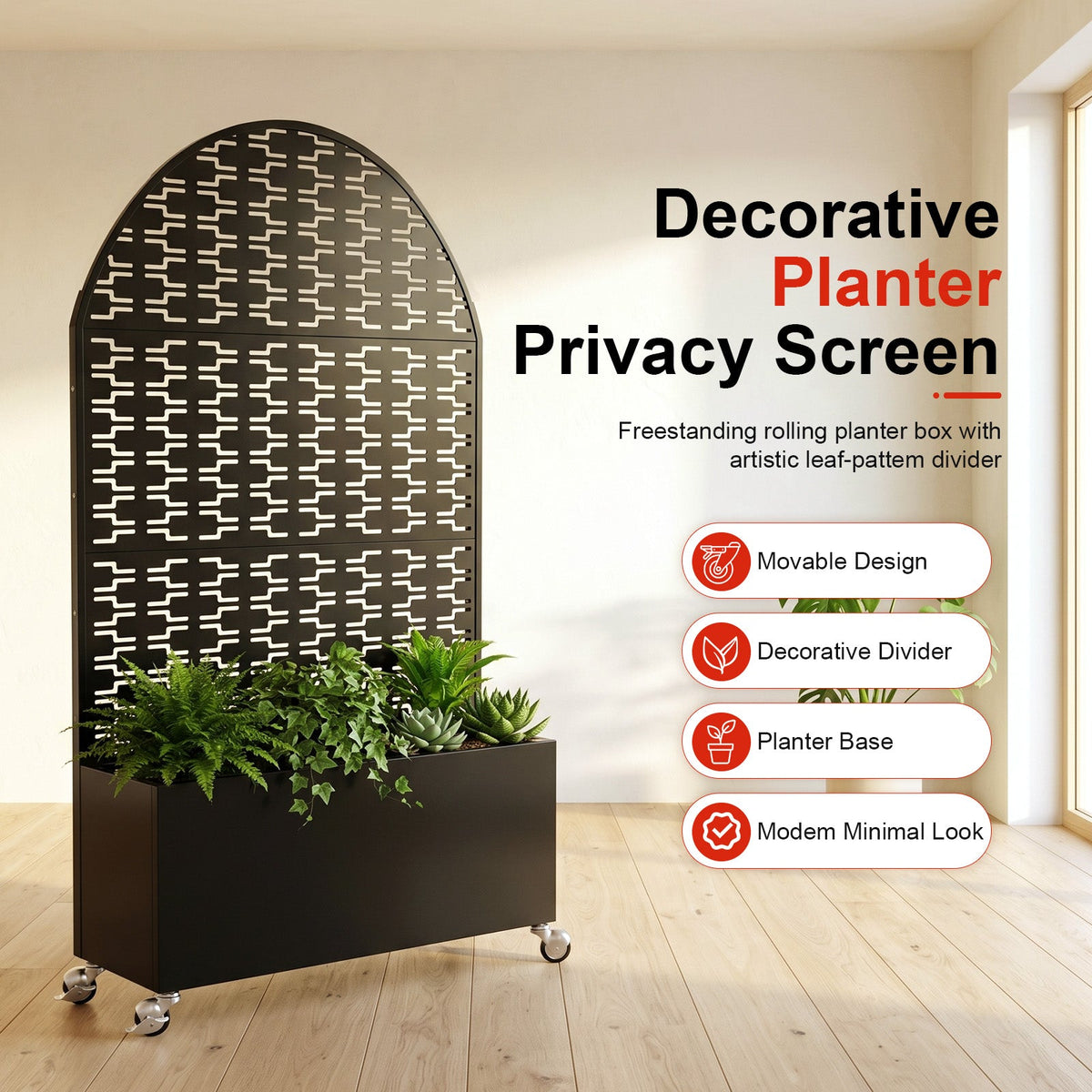 Arched Decorative Privacy Screen with Planter Box, view 2