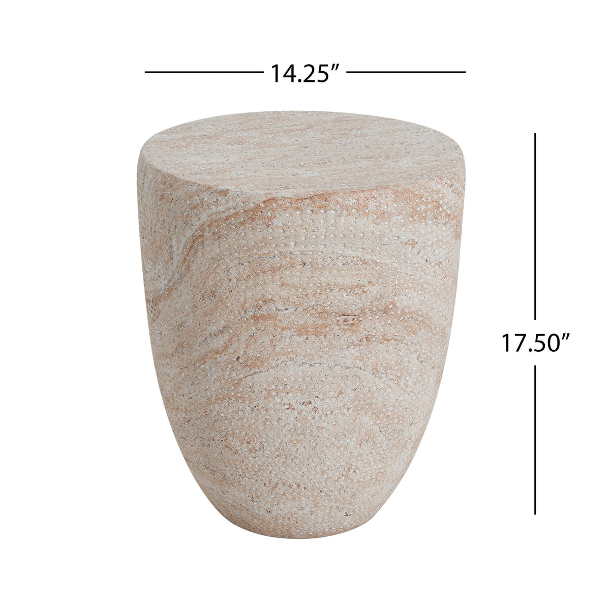 Outdoor / Indoor Lightweight Concrete Side Table, Travertine - Beige, view 2