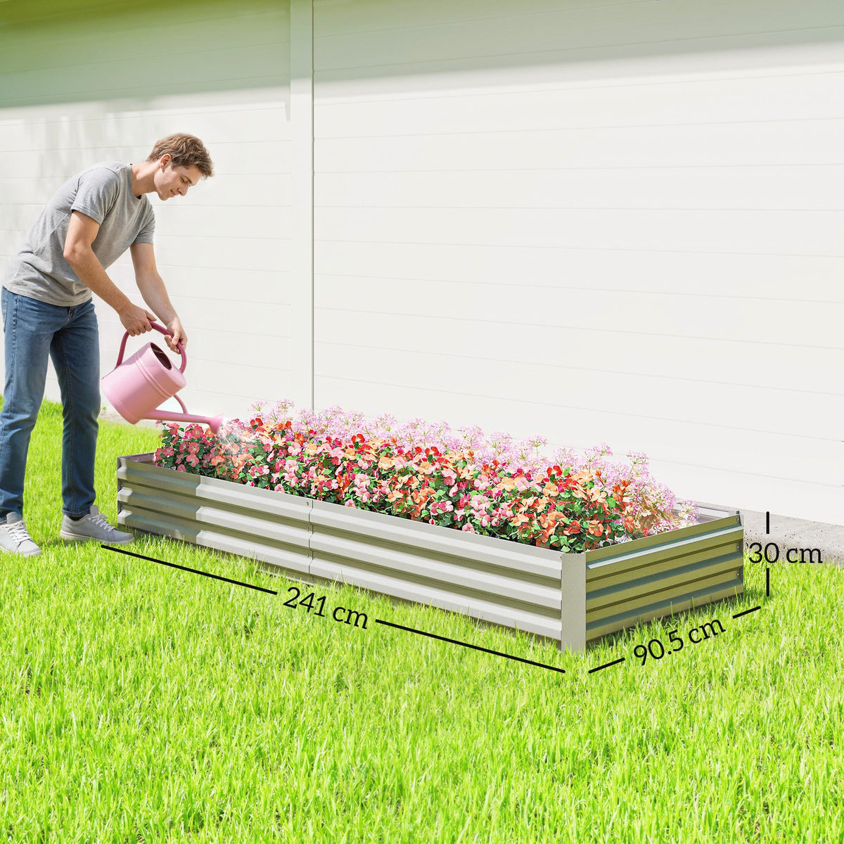 Outsunny 95" x 36" Galvanized Raised Garden Bed, view 8