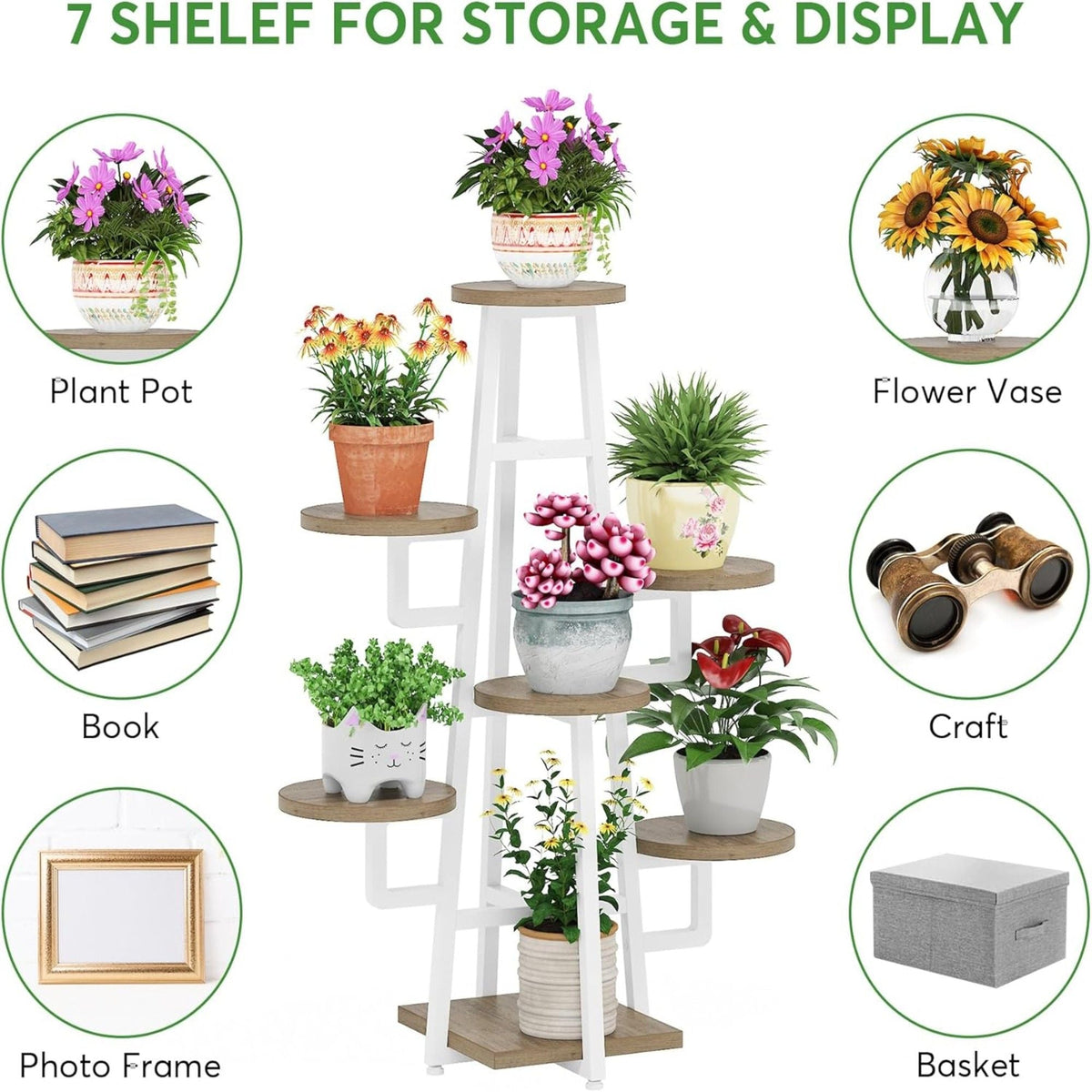 7-tier high-low corner plant shelf, view 11