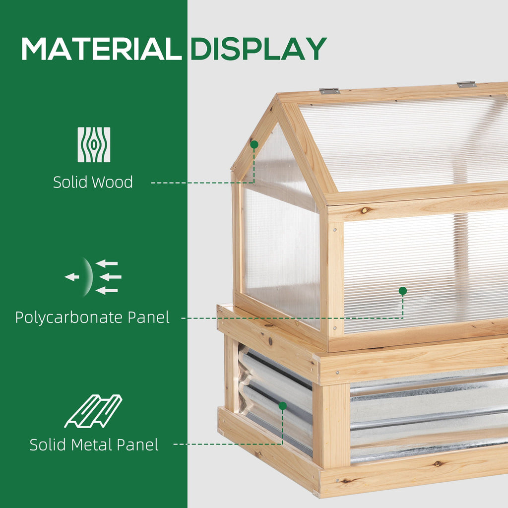 Outsunny Raised Garden Bed with Polycarbonate Cold Frame Cover, 48" x 24" - Natural, view 7