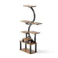 8-tier plant stand with 5 grow lights, rustic brown