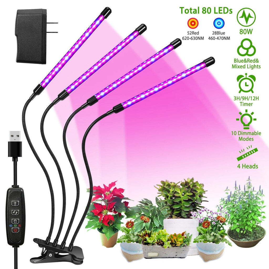 Grow Lights for Indoor Plants, iMounTEK 80W 80 LEDs Plant Lights with Red Blue Full Spectrum 10 Dimmable, view 3