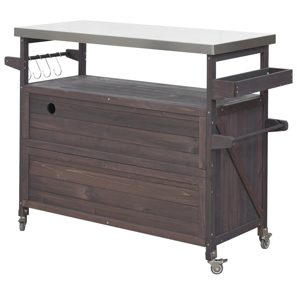 K&K Rolling Bar Cart & Storage Cabinet – FSC-Certified Fir Wood