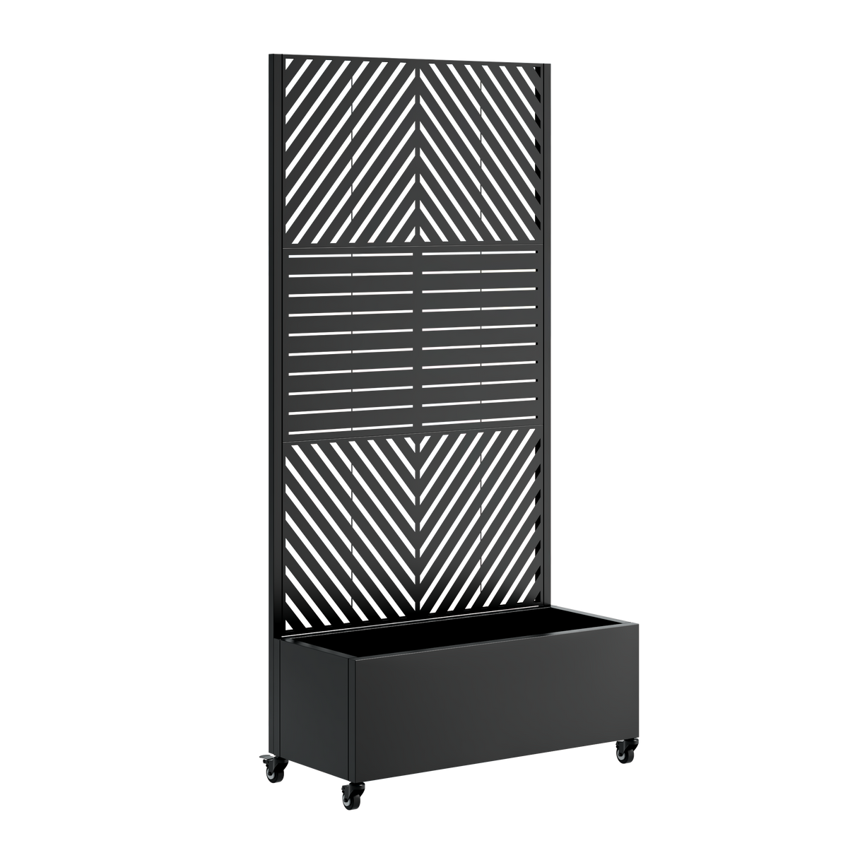 Black Metal Planter Box with Trellis – 73" Privacy Screen, view 8