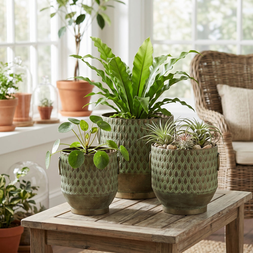 S/3 Textured Planters Set, view 8