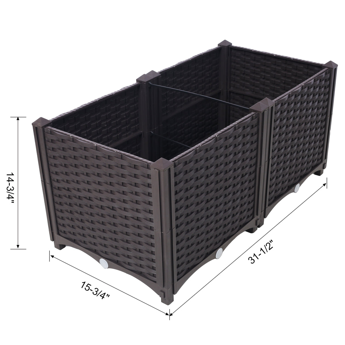 Deep Raised Garden Bed Planter Box with Self-Watering System - Polypropylene, view 9