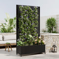 Raised Garden Bed with Trellis & Privacy Screen – 73" Metal Planter