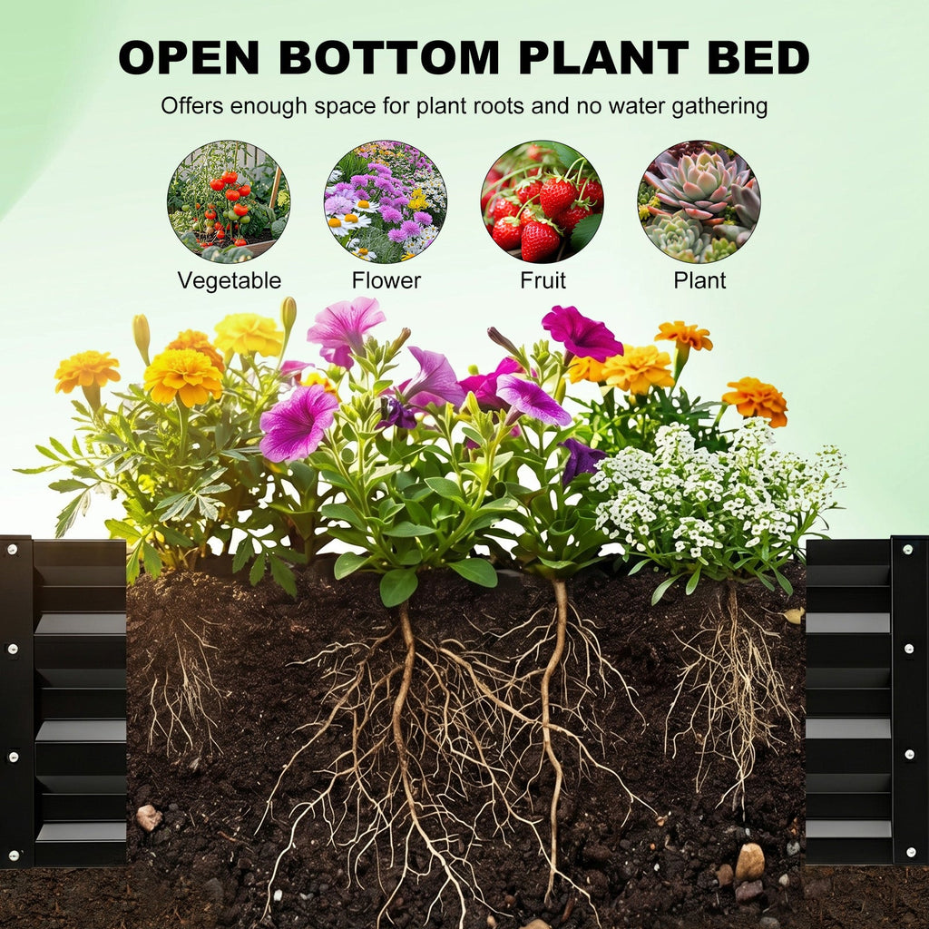 Raised Garden Bed with Arch Trellis, 2 Pack Metal Planter Boxes, view 5