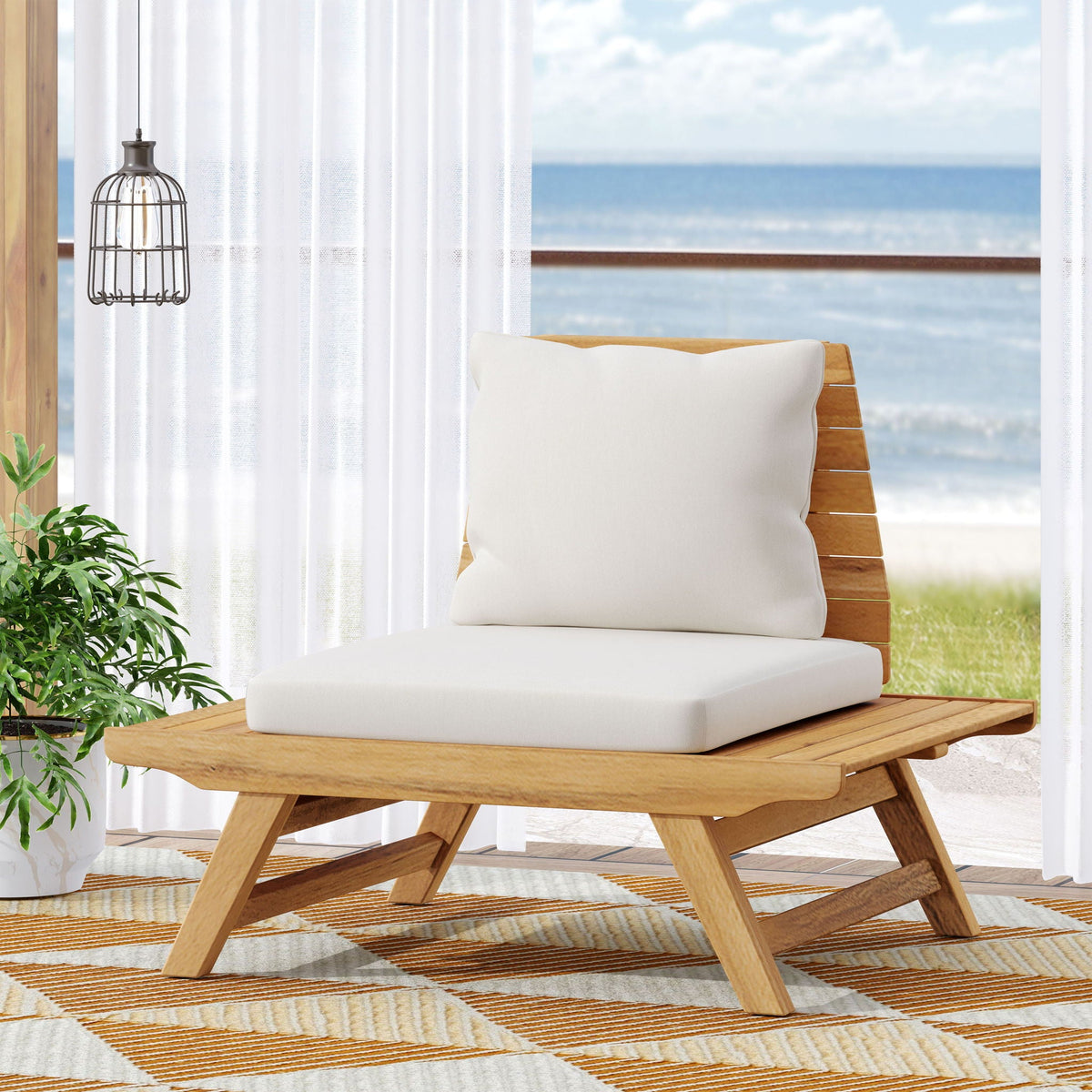 Sedona Outdoor Club Chair With Slatted Design, view 10