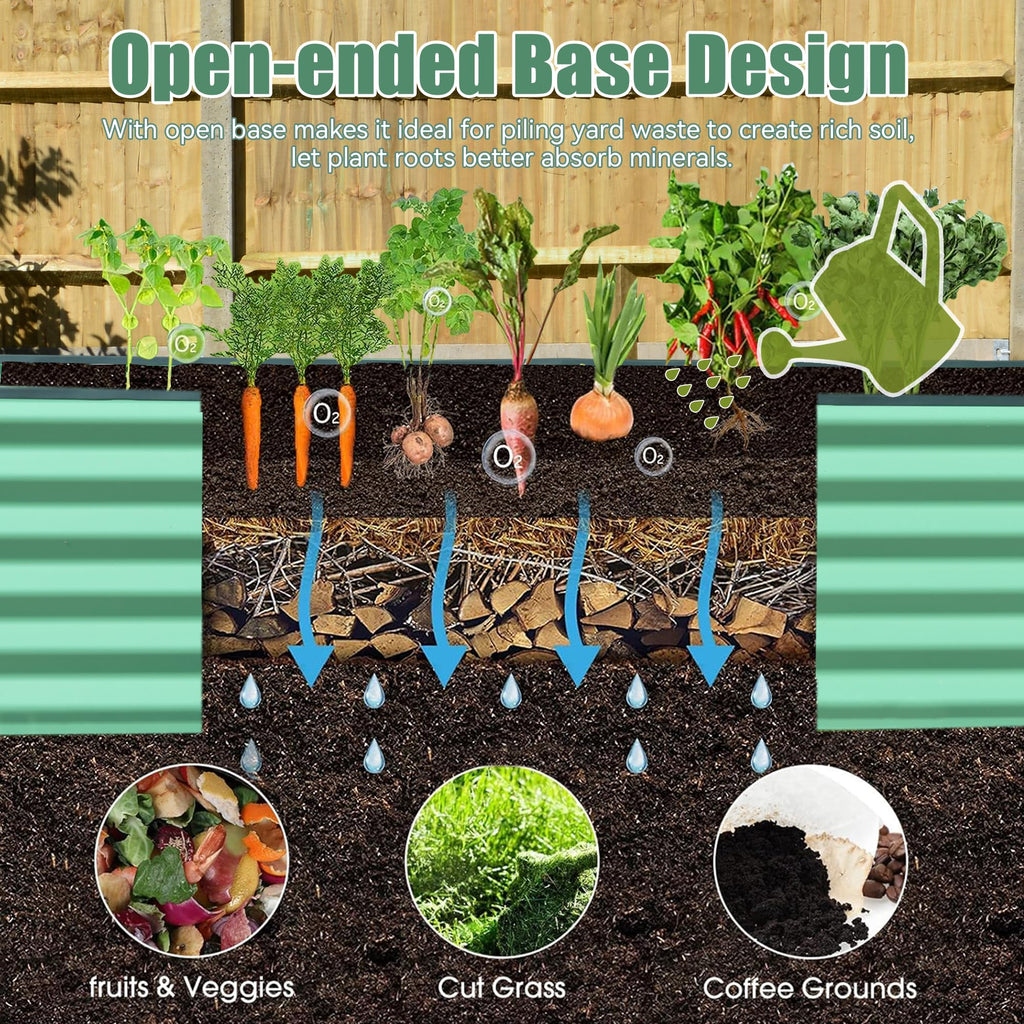 6x3x1.5ft Galvanized Raised Garden Bed – Green, view 6