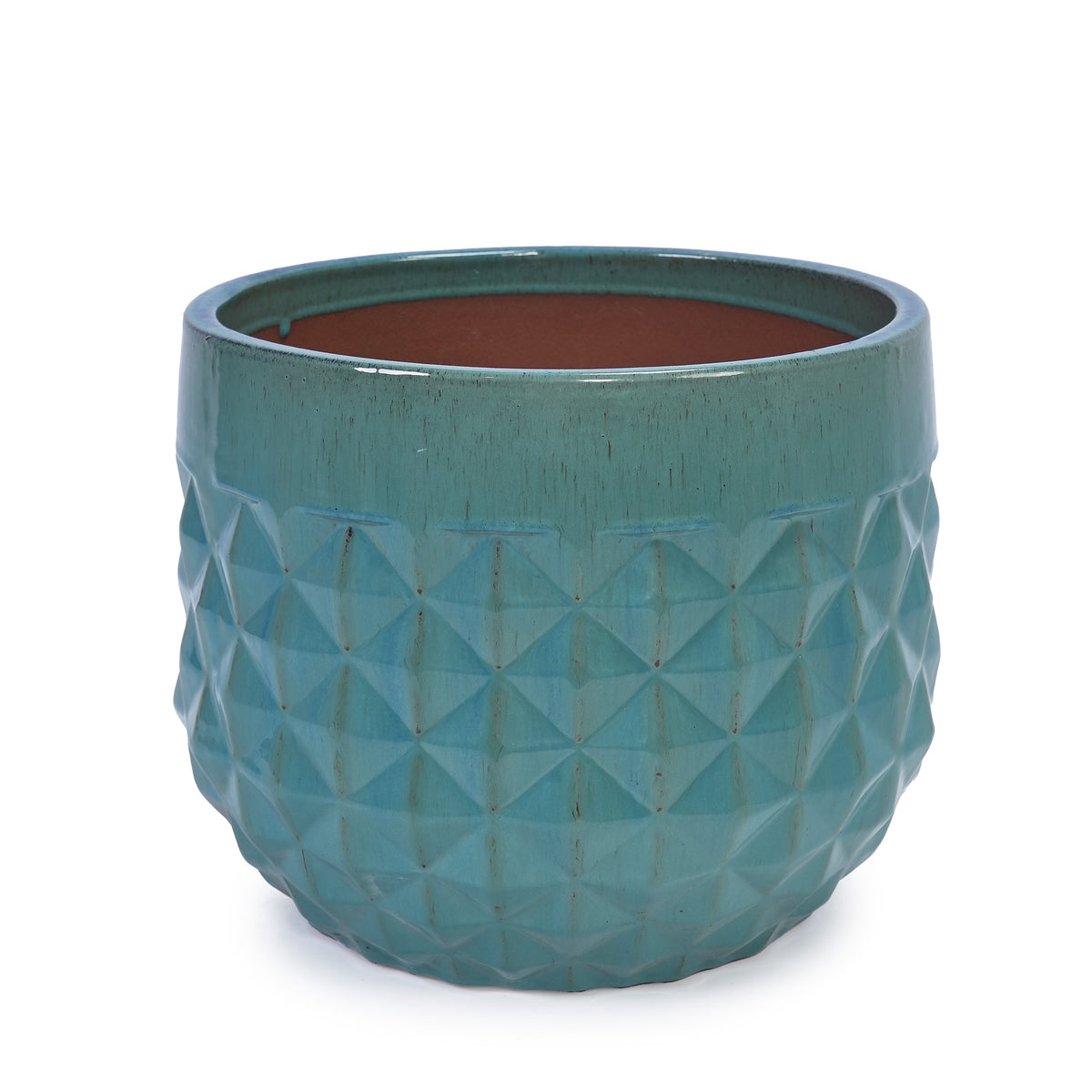 Handmade Ceramic Planter Pots Set of 3, Vintage Turquoise, view 9