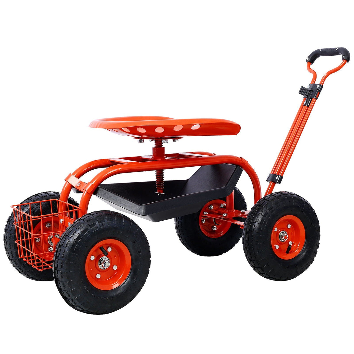 Rolling Garden Scooter Cart with 360° Swivel Seat and Tool Tray - Multiple Colors, view 6