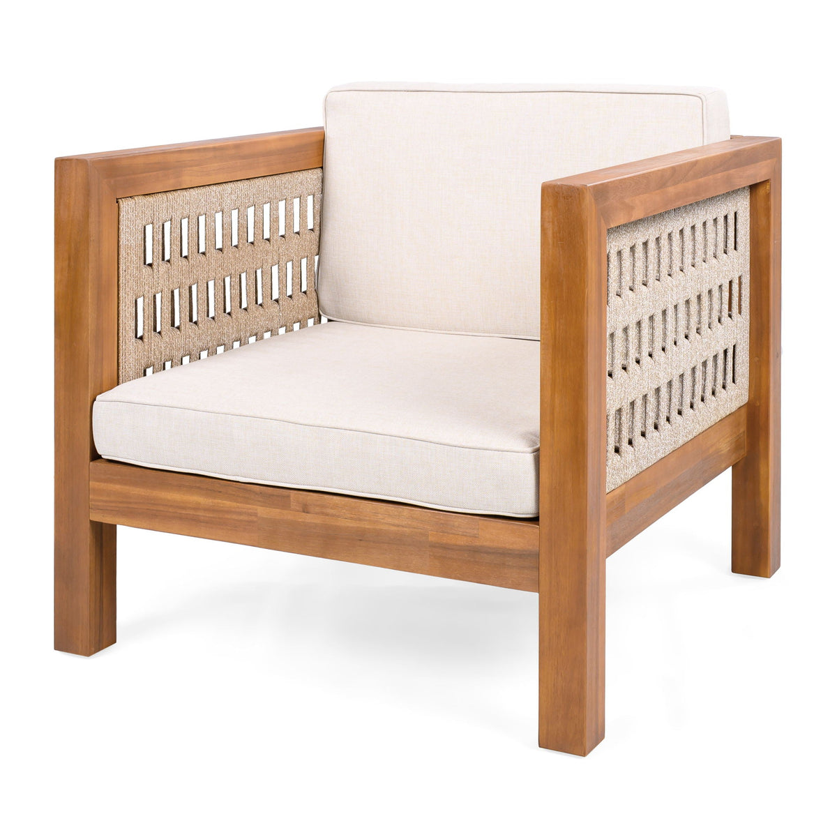 Outdoor Club Chair & Rope Arm And Cushions, view 15