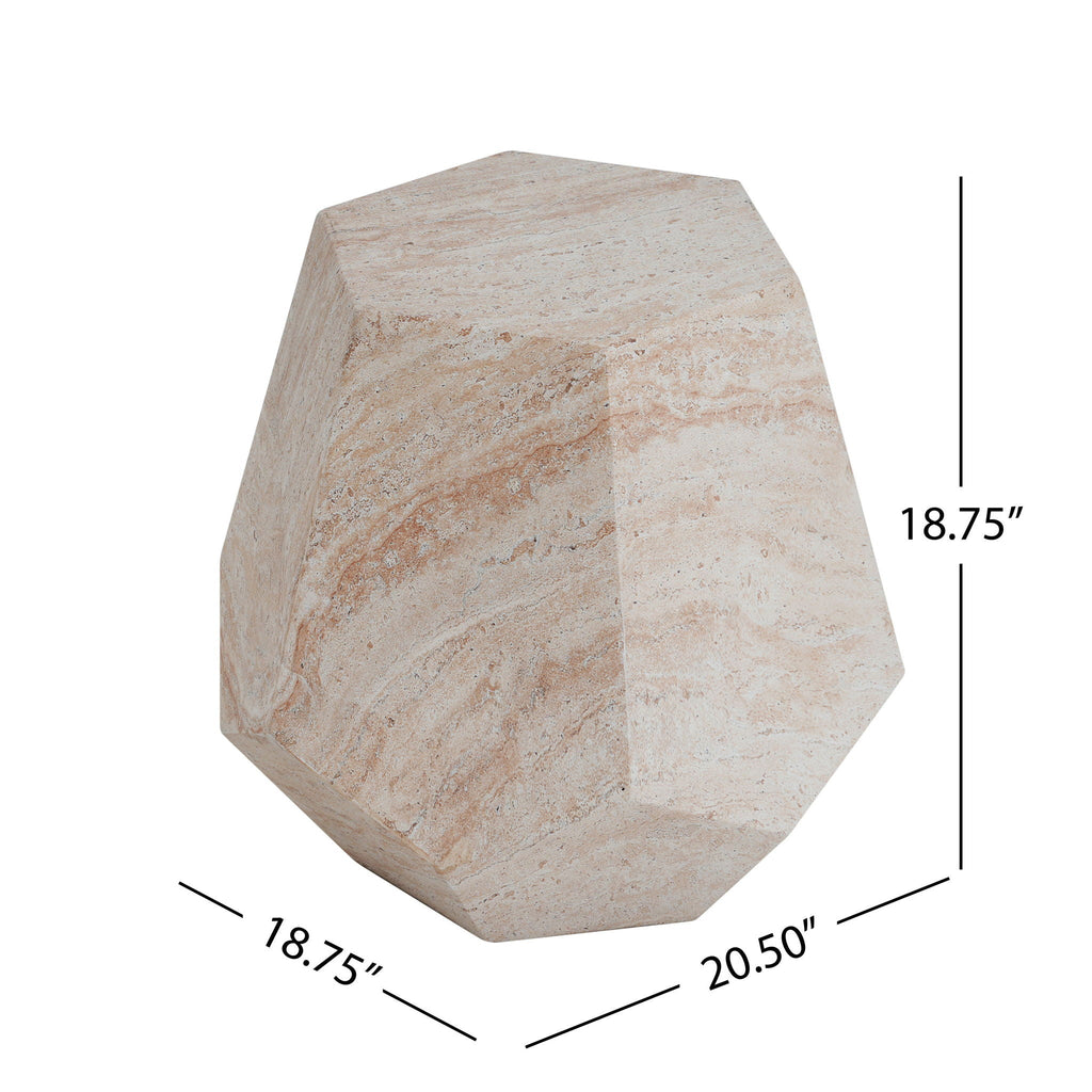 Hexagonal Travertine Concrete Side Table – Indoor/Outdoor, view 8