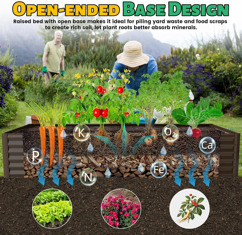 6x3x1.5ft Galvanized Raised Garden Bed – Brown or Dark Gray, view 9