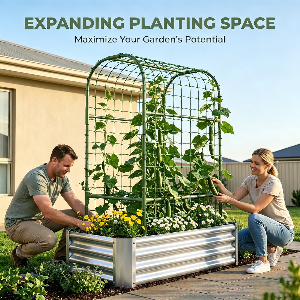 2-in-1 Raised Garden Bed with Trellis, view 5