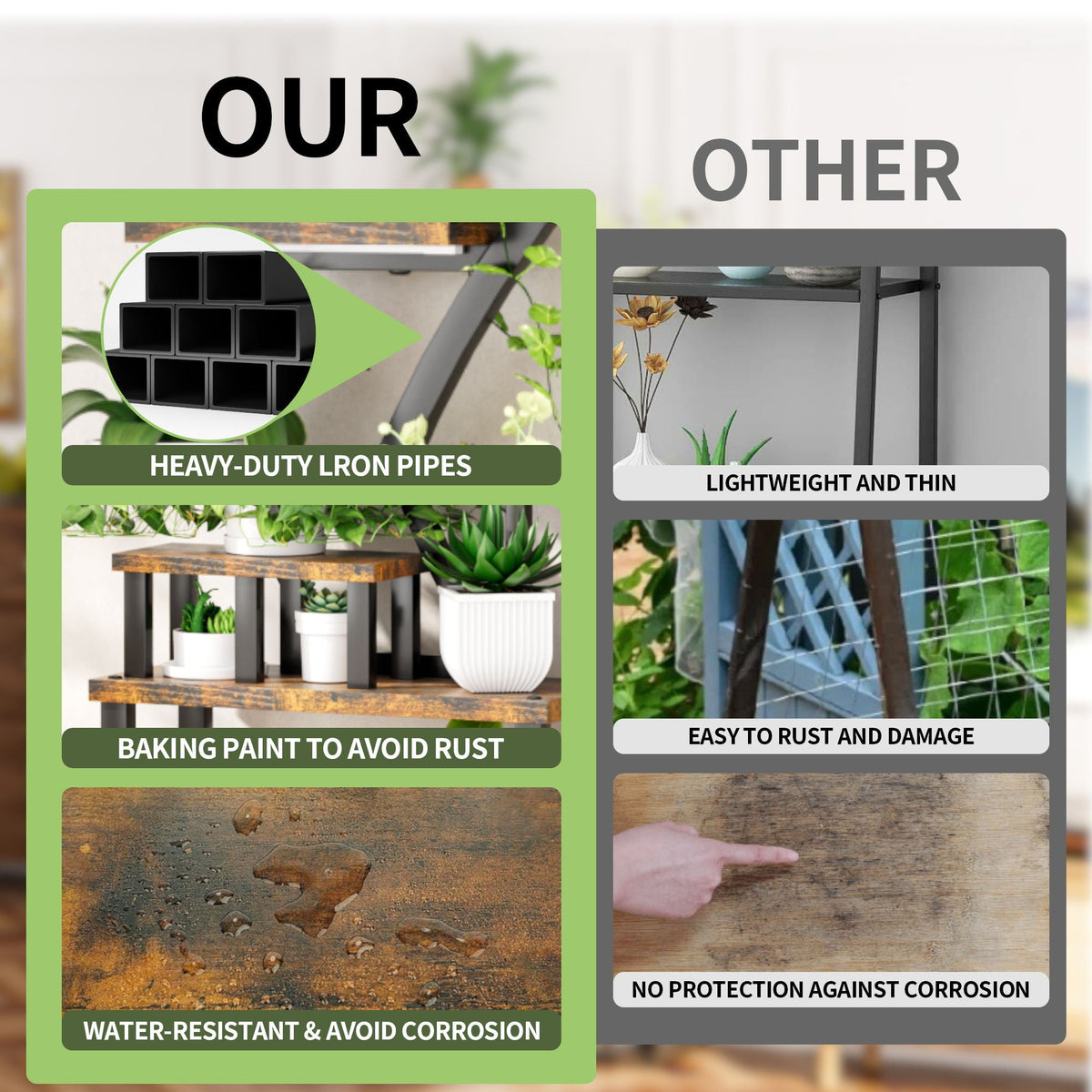 9-tier plant stand with 5 adjustable grow lights, view 14