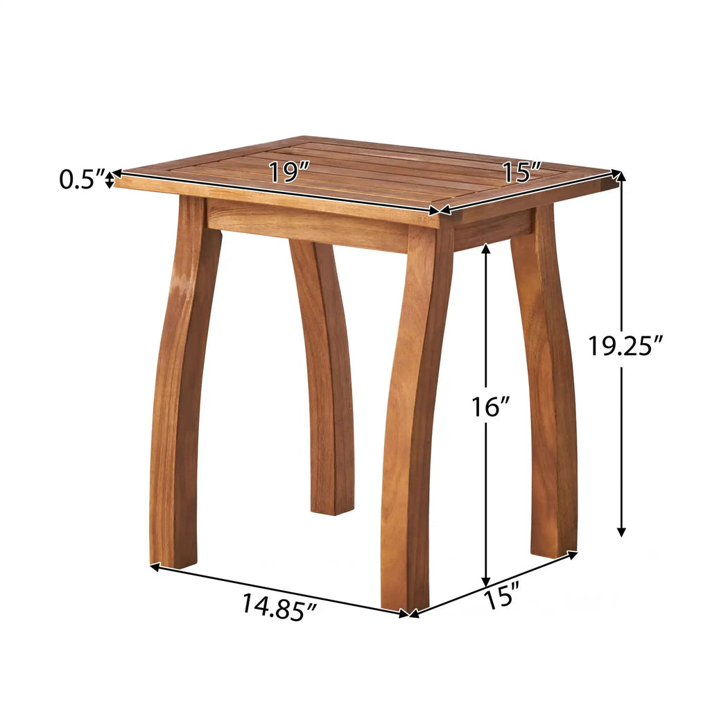 Kinesis Outdoor Side Table With Slatted Top and Wood Frame, view 7