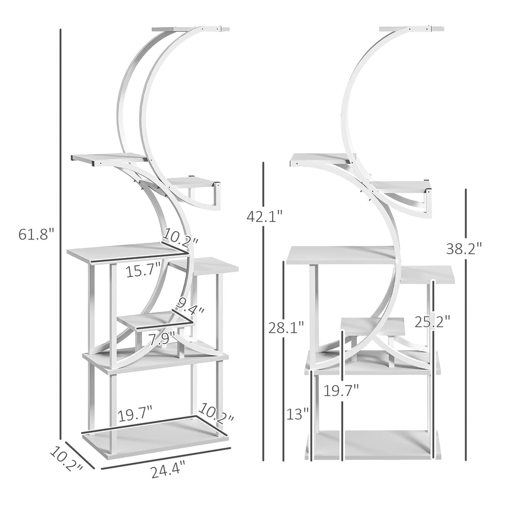 White S-shaped 8-tier plant stand, view 3