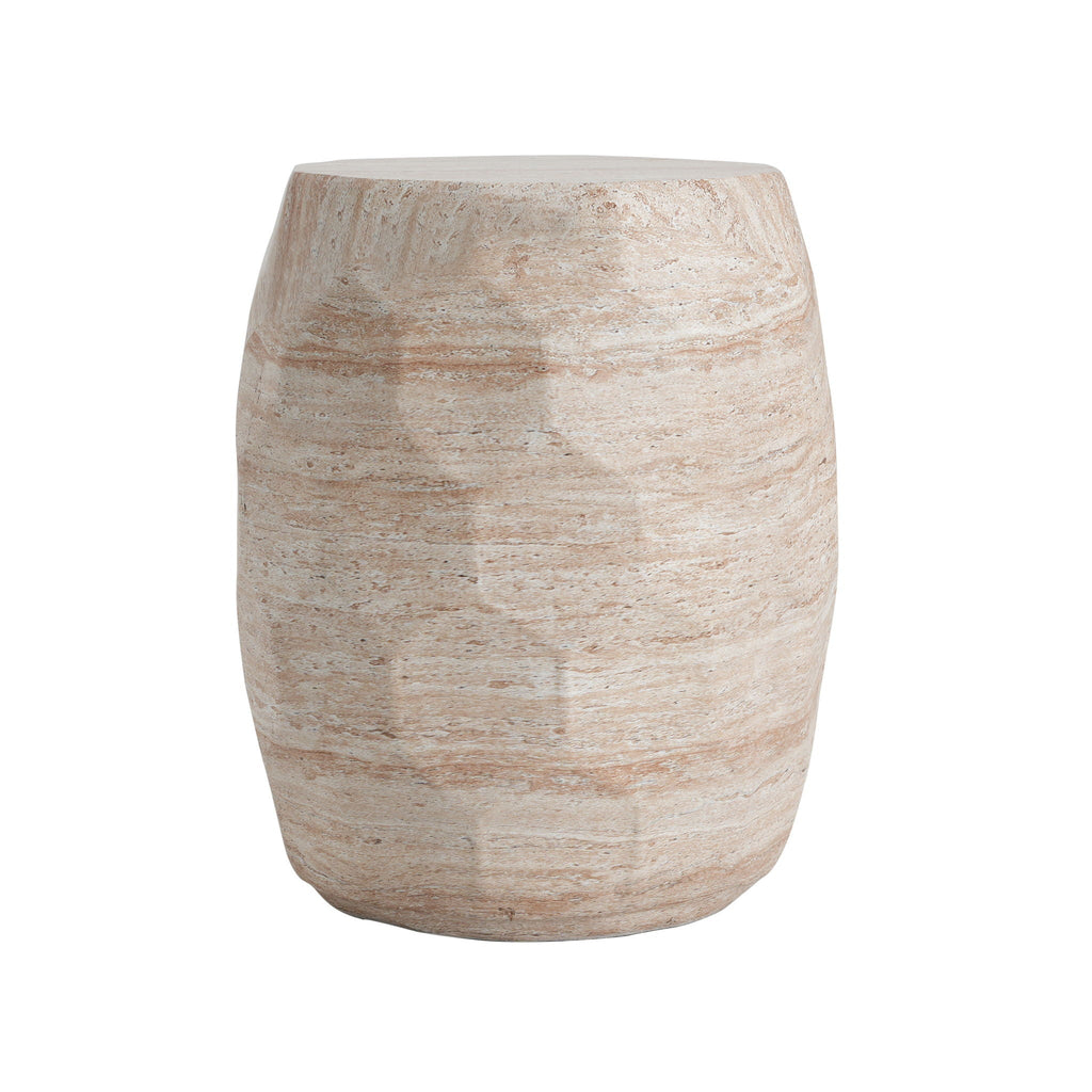 Travertine Lightweight Concrete Side Table For Indoor / Outdoor Use - Beige, view 5
