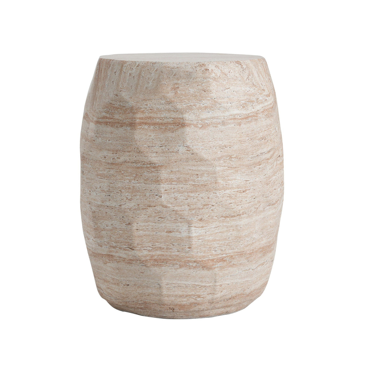 Travertine Lightweight Concrete Side Table For Indoor / Outdoor Use - Beige, view 5